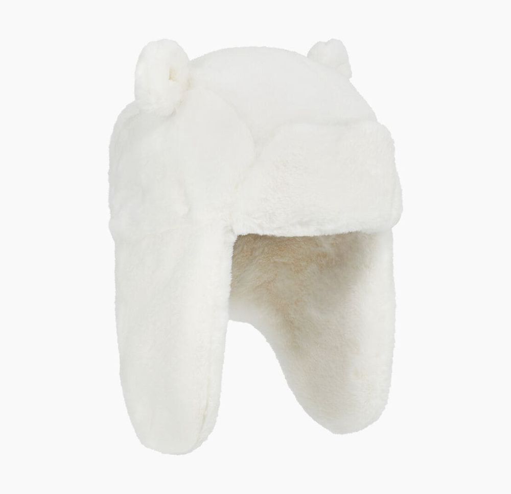 Ugg Faux Fur Trapper With Ears - Kids Hats - White - NZ (8416VCIPH)